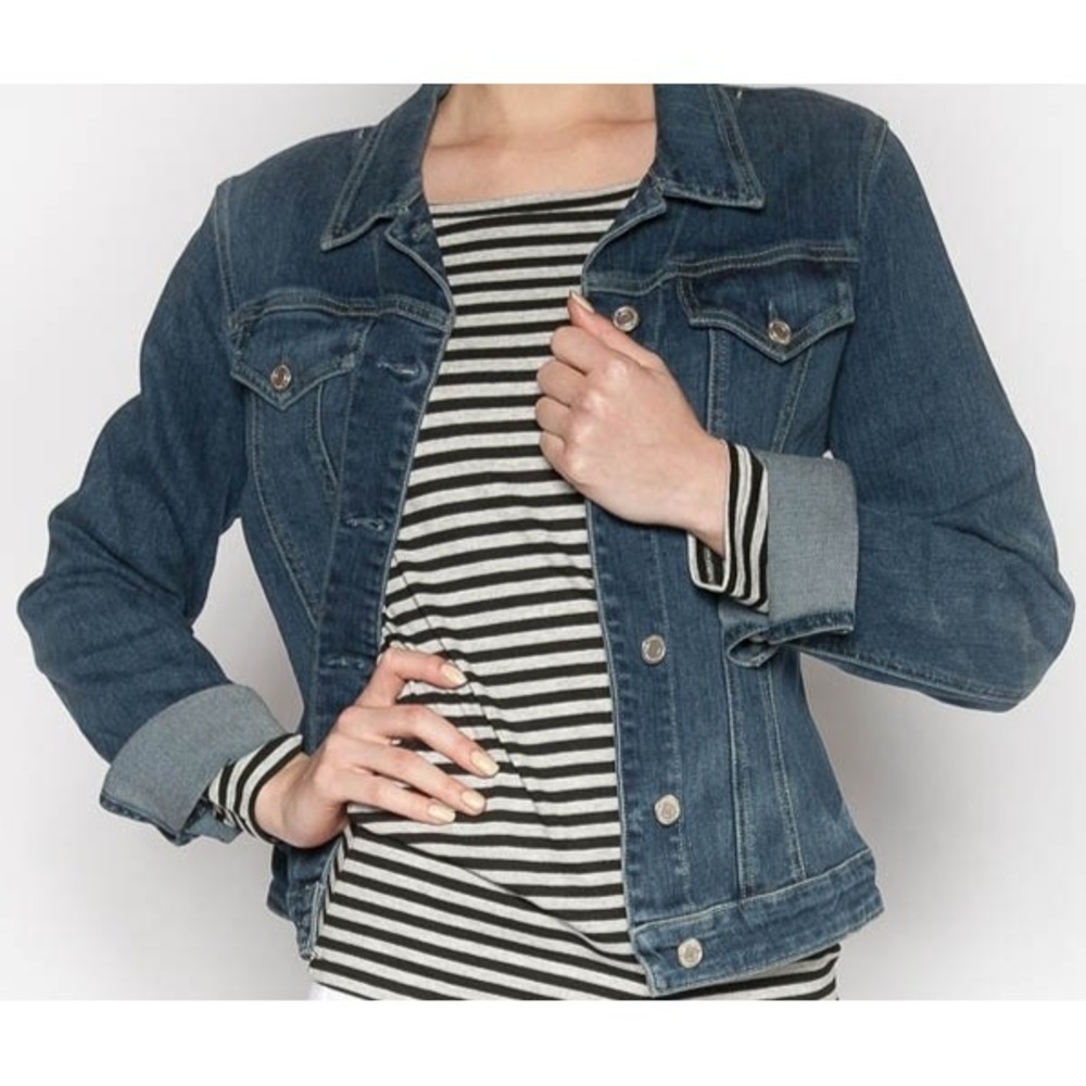 Fabrizio Gianni Women's Classic Stretch Blue Denim Jean Jacket Sz M/L Runs small